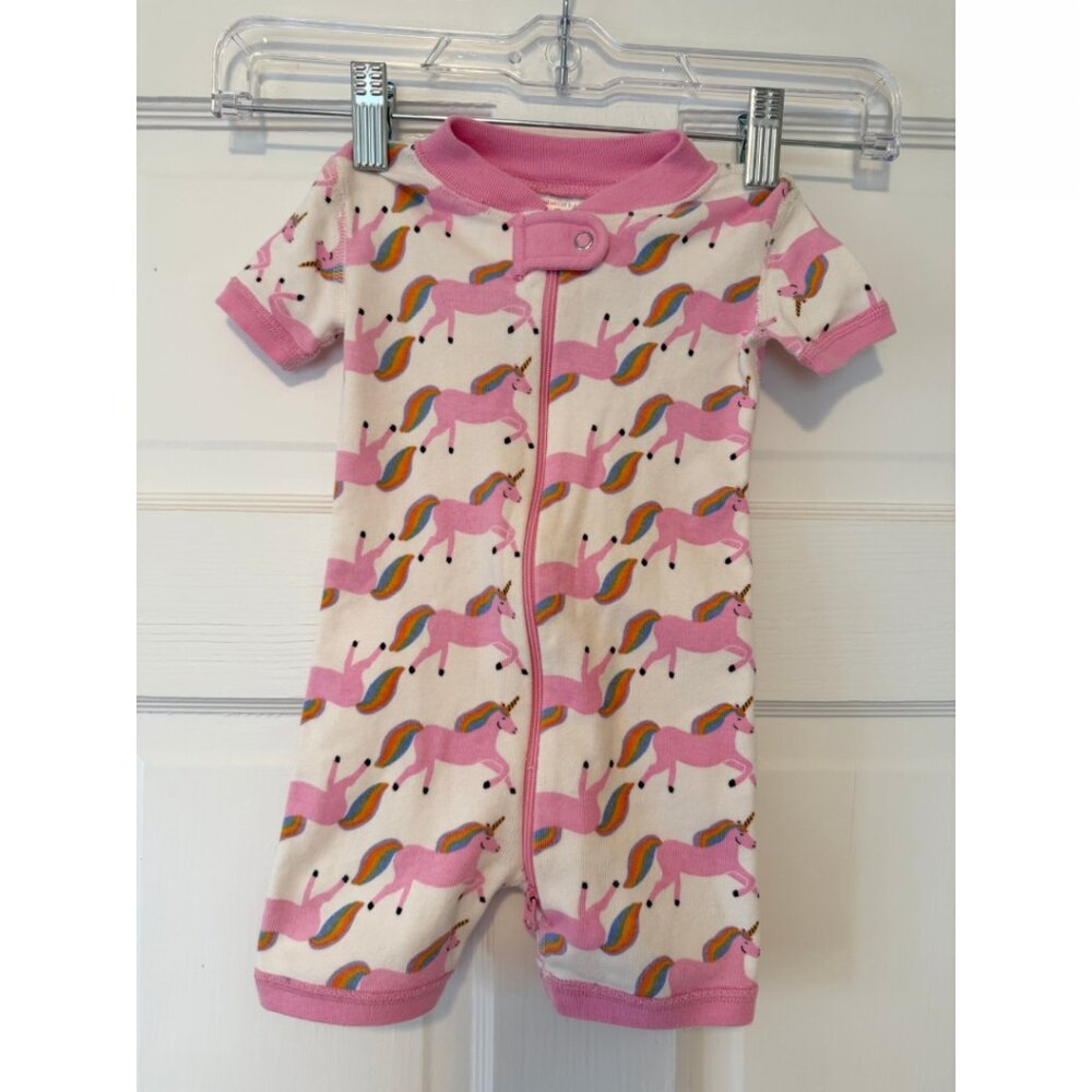 Hanna Andersson Pink Unicorn Baby 2-Way Zip Shortie Sleeper Size 3-6 mos
